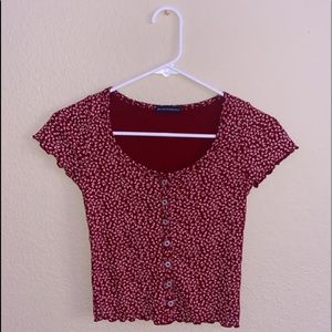 brandy melville red floral zelly top
